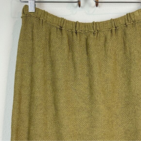 VTG Hand Knit Olive Green A-Line Skirt S - Picture 2 of 7
